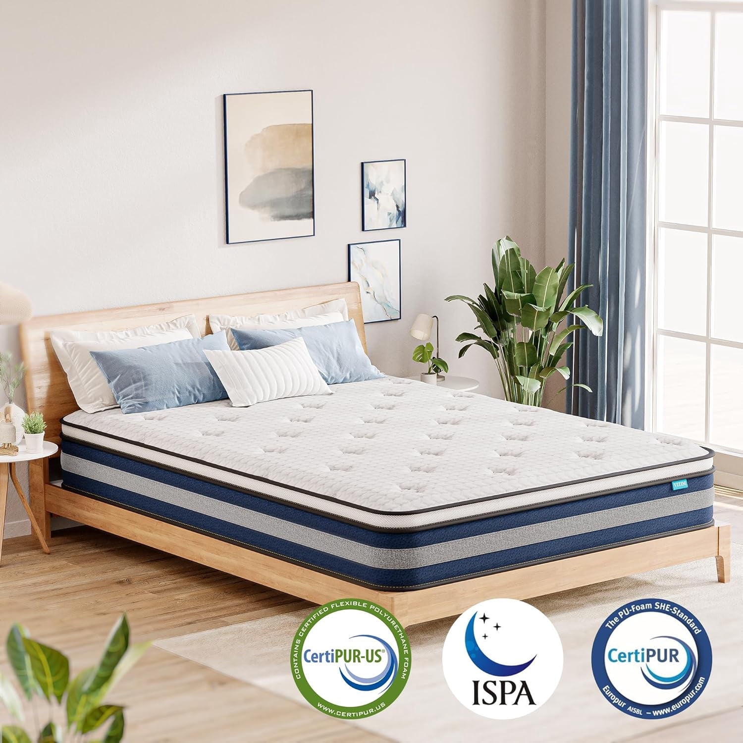 Twin Mattress, VIZIM 12 Inch Hybrid Mattress,Individual Pocket Springs & Comfort Memory Foam, Twin Size Bed for Pressure Relief & Targeted Support, Medium Firm