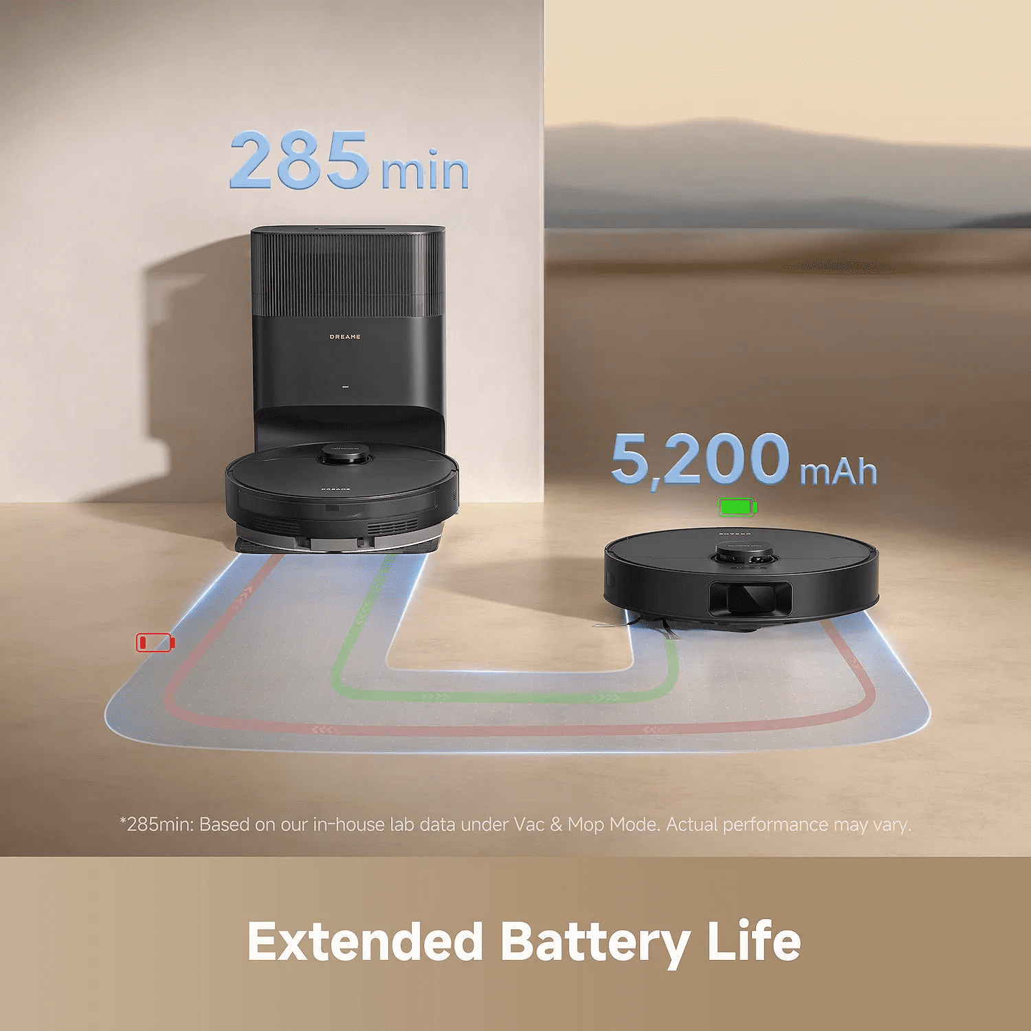 Dreame GoVac 300 Robot Vacuum and Mop, 13000Pa Suction, Pet Hair Capets Friendly, Self-Emptying with 5L Dust Bag, LDS Mapping, App & Voice Control, Black