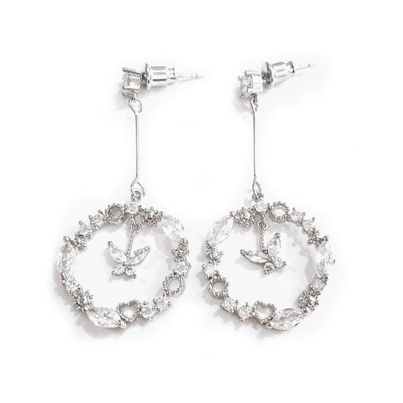 Amy and Annette 14k Gold Plated Butterfly Drop Earrings with Crystals
