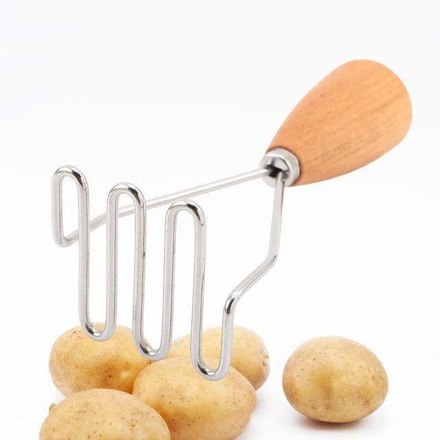Machucador de patatas Hugo, utensilio de cocina de acero inoxidable con mango de madera