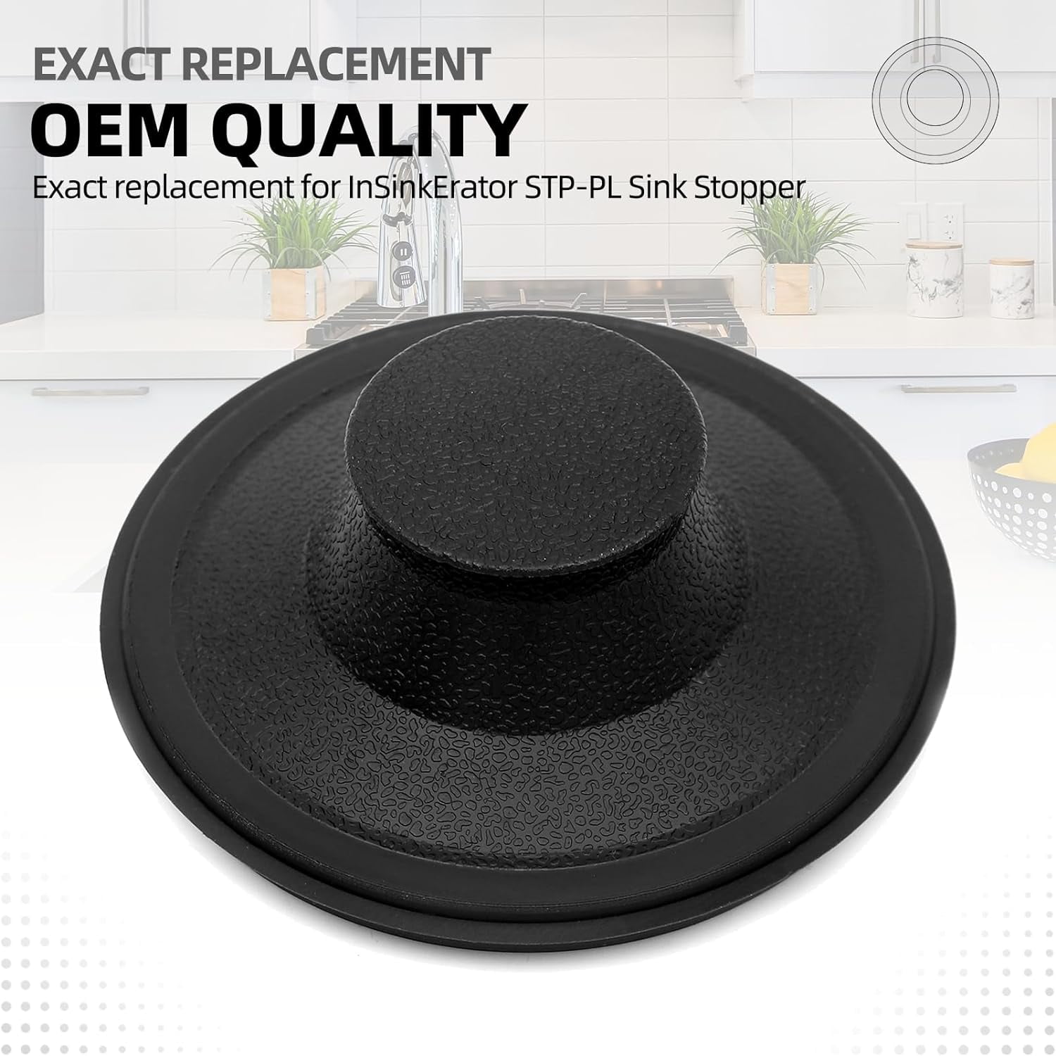 4 Piece Black Rubber Sink Stopper Garbage Disposal Splash Guard Set Compatible With InSinkErator