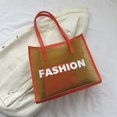 thumbnail image 4 of Bolso de playa para mujer, 2 uds., bolso de mano de malla, bolso de PU para niñas, bolsos de compras (naranja) Tmvgtek Para Estrenar, 4 of 9
