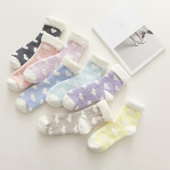 D-GROEE 1 Pair Womens Super Soft Fuzzy Cozy Home Sleeping Socks Coral Fleece Winter Warm Slipper Socks