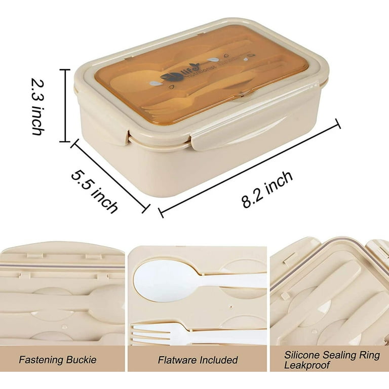 Bugucat Lunch Box 1300ML, Adult Kids Leakproof Bento Box with 5 Compar