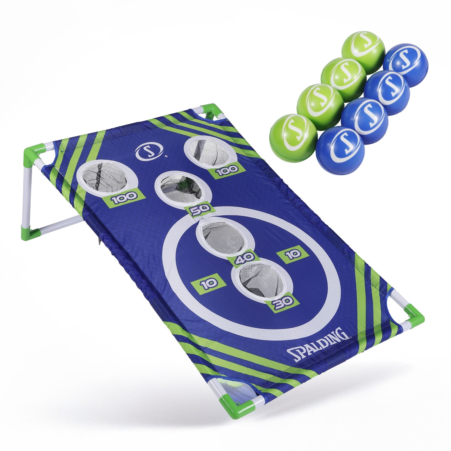 Spalding Portable Cornhole Set with Collapsible Cornhole Boards and 8 Cornhole Balls – Perfect for Yard Toss Games, Indoor or Outdoor Camping Fun for All Ages.