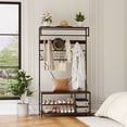 thumbnail image 2 of 5 in 1 Hall Tree with Bench and Shoe Storage, 39" Entryway Coat Rack with Shoe Bench, Adjustable Shelf, Hanging Rod & 9 Hooks, Coat and Shoe Rack for Hallway Mudroom Bedroom, 2 of 16