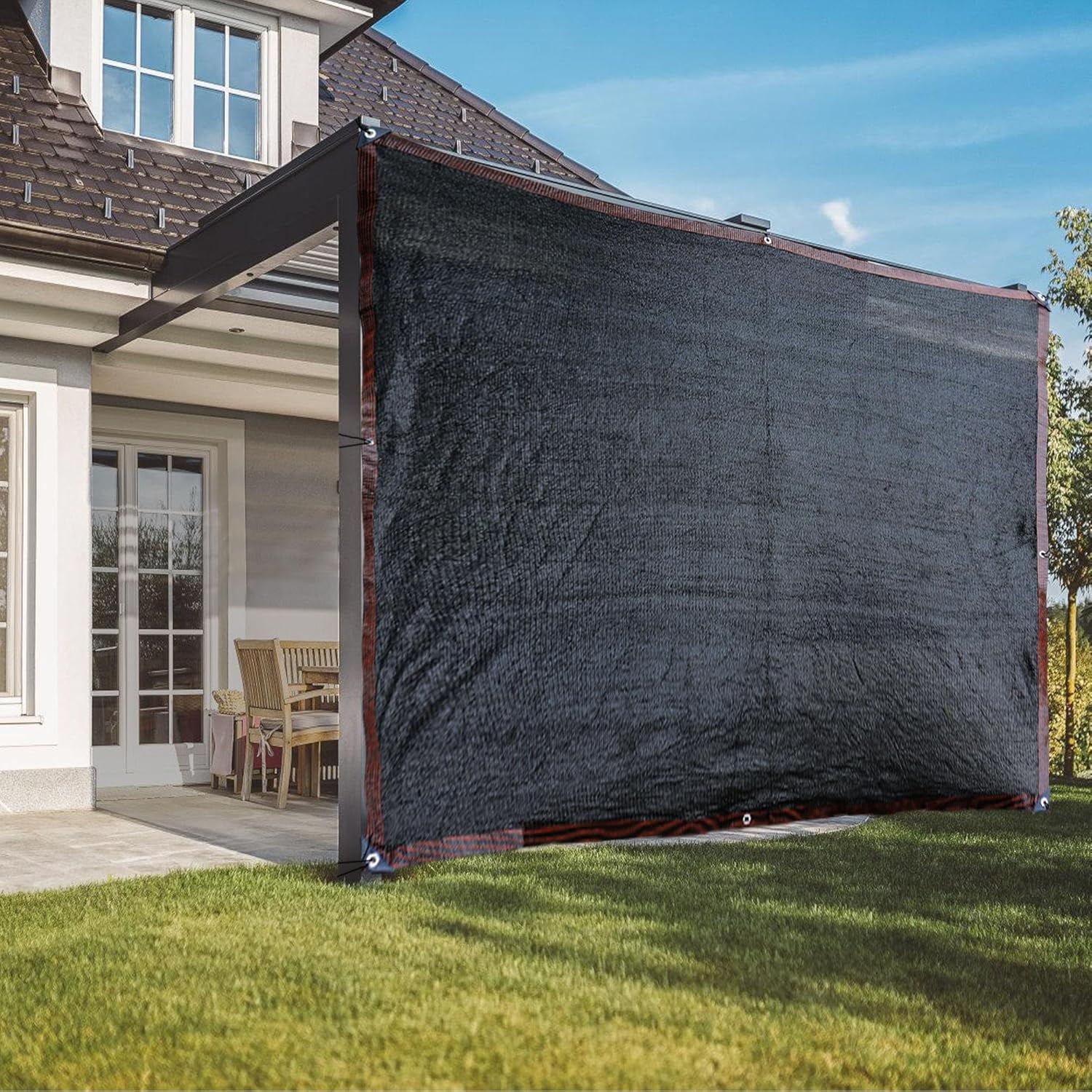 10x20 FT Shade Cloth with Grommets, 80% Outdoor Sunblock Shade Cloth Cover for Plants, Canopy, Garden, Porch, Greenhouse, Pools, Garage (Black)
