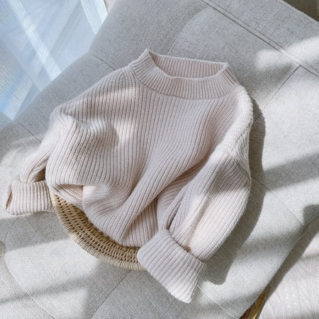 

One opening New Autumn Winter Sweater Kids Baby Boy Girl Long Sleeve Solid Color Knitting Sweaters Tops Warm Loose Children Clothes