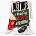 thumbnail image 2 of Holiday Movie Marathon Sign with Popcorn, Cheerful Graphic Style for Movie Lovers, Festive Remote Quote and Christmas Gift, Cozy Flannel Blanket for Family Room and Bedroom, Home Decor, 2 of 9