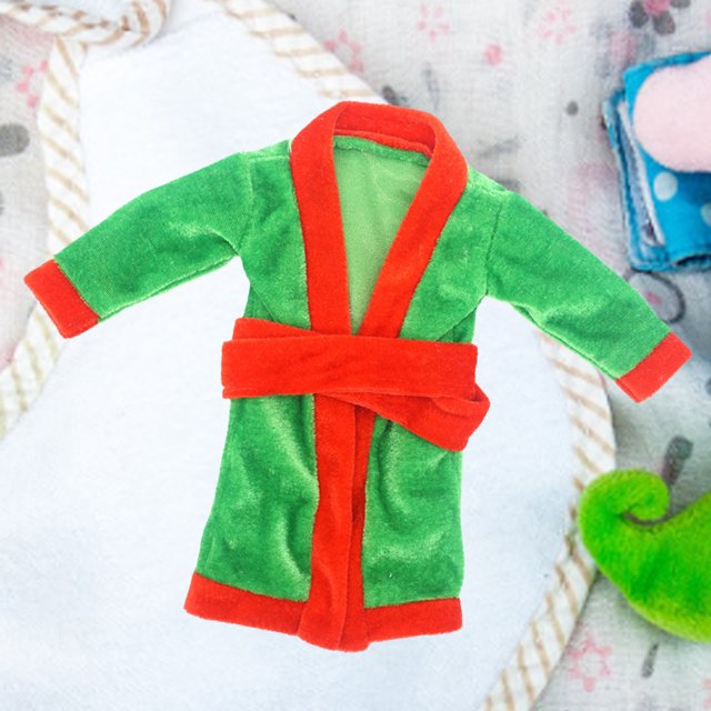 Mini albornoz de muñeca para bebé, accesorios de poliéster para cambiarse de ropa, juego (rojo verde) Likrtyny Para estrenar