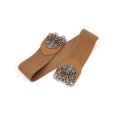 thumbnail image 2 of Banda de cinturón de cincha de cintura elástica con hebilla de metal tejida con nudo Tono marrón-plateado Foral Buckle, 2 of 2