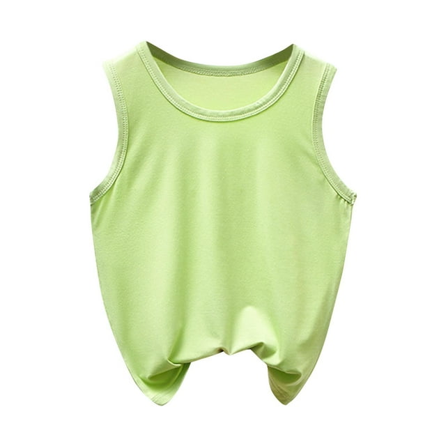 SROBPTY T-Shirts Garçons Filles, T-Shirt de Base pour Enfants Uni à Col Rond d'Été Décontracté Confortable et Respirant Vert 3 Ans