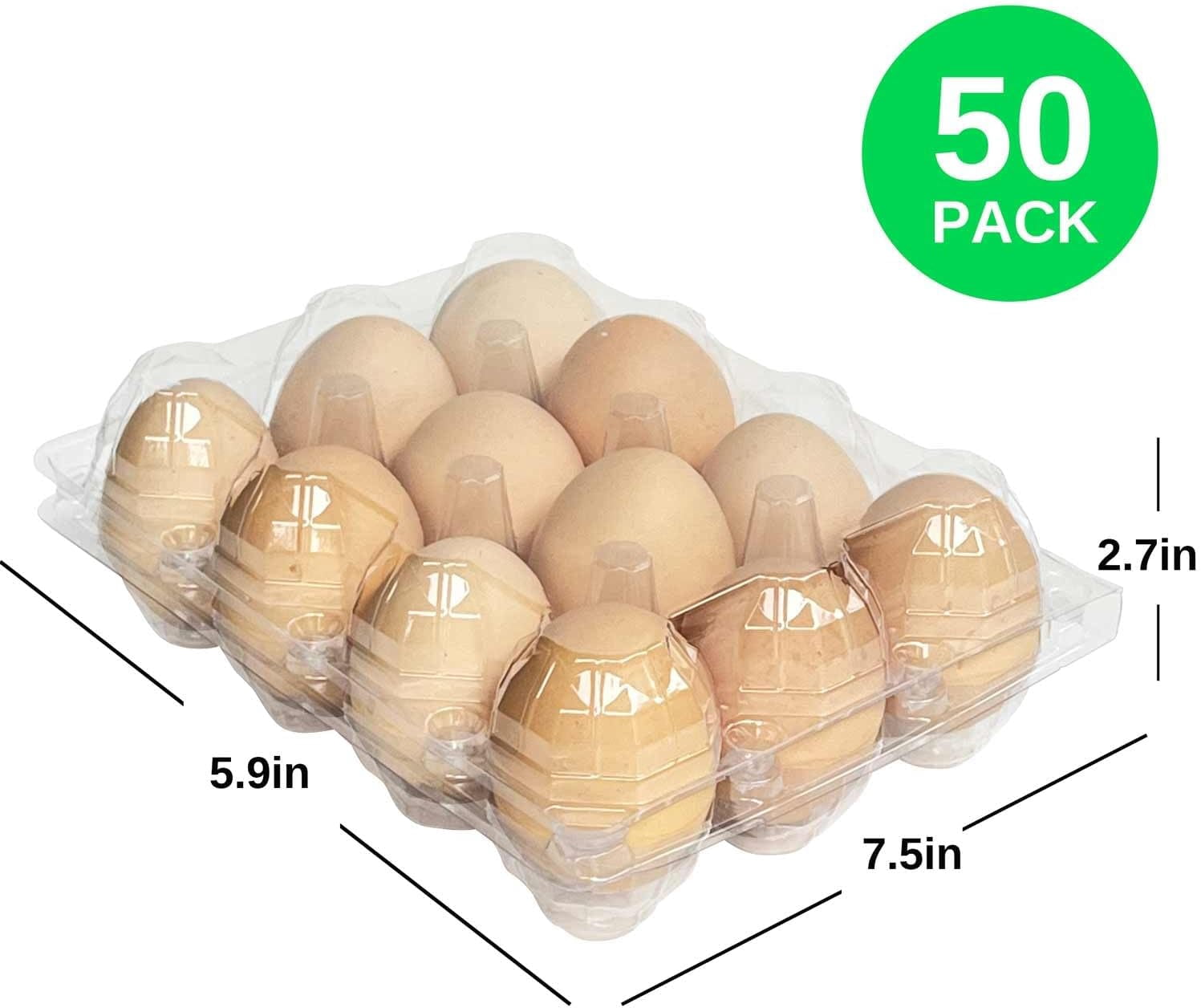 Neighborly Nook 50-Pack of 12-Count Plastic Egg Cartons – Bulk Clear Reusable Egg Containers Holds Chicken Eggs | Egg Cartons Cheap Bulk, Eggs 12 Count,Suitable for farms, markets and families.