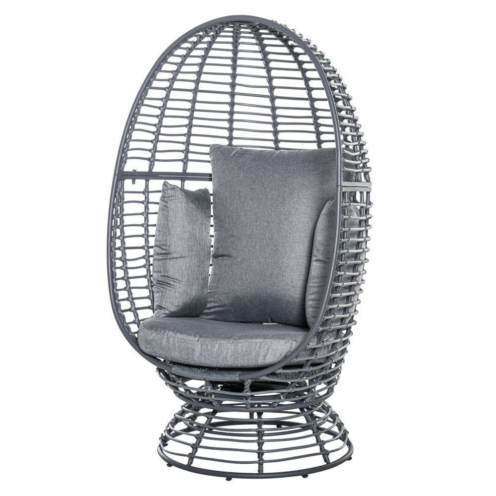 Outsunny Outdoor Round PE Ratttan Wicker 360 Degree Swivel Basket Egg