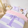 thumbnail image 2 of Erosebridal Girls Purple Bow Letter Monogrammed T Duvet Cover Set,Bling Glitter Print Geometric Stripes Bedding Full For Children Teens,Pink Reversible,3-Piece,No Comforter, 2 of 5