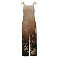 thumbnail image 5 of QATAINLAV Women Casual Wide Leg Hippie Jumpsuits Fashion Graphic Print Overalls Sleeveless Spaghetti Strap Bib Romper, Brown, XXL, 5 of 6
