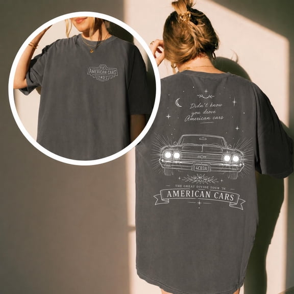 American Cars Lyric Tee, Vintage Indie Folk Americana Graphic T-Shirt