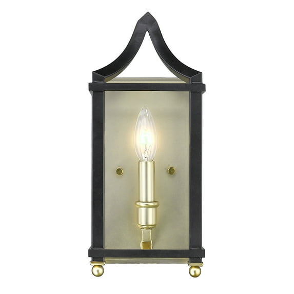Golden Lighting Leighton SB Wall Sconce in Satin Brass with Black
