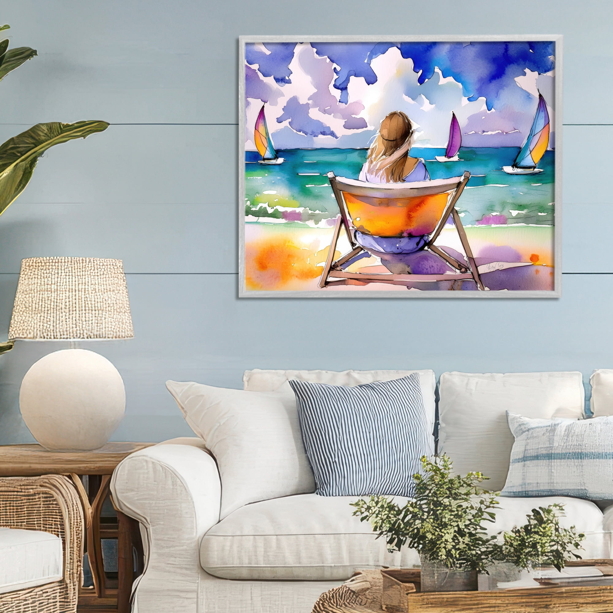 Stupell Industries Front Row to Paradise Gray Framed Giclee Art, design by Shelly Craig