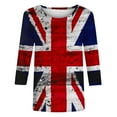thumbnail image 5 of WREESH Womens Great Britain Uk Flag T-Shirts Vintage Printed Round Neck 3/4 Sleeve T-Shirt Patriotic Graphic Tees Loose Casual Blouse Pullover Tops Blue, 5 of 5