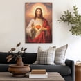 thumbnail image 4 of COGL Jesus Picture Sacred Heart of Wall Art Divine Mercy Picture Canvas Wall Decor Christ Jesus Portrait Poster Prints Christian Religious Artwork for Living Room Bedroom 12x18inch Framed, 4 of 6