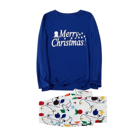 

Blueek Christmas Women Mom Letter Plaid Print Top Blouse+Pants Family Clothes Pajamas