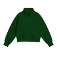 thumbnail image 4 of LUGOGNE Boys Girls Zip Up Jacket Kids Mock Neck Long Sleeve Athletic Sweatshirt with Thumb Hole and Pockets Army Green,130, 4 of 7