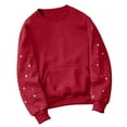 thumbnail image 1 of Chandails d'Hiver Grande Taille pour Femmes Chandails Décontractés Élégants Col Rond Manches Longues Chandail en Molleton Hauts Chandails à Capuchon Amusants Rouge m, 1 of 3