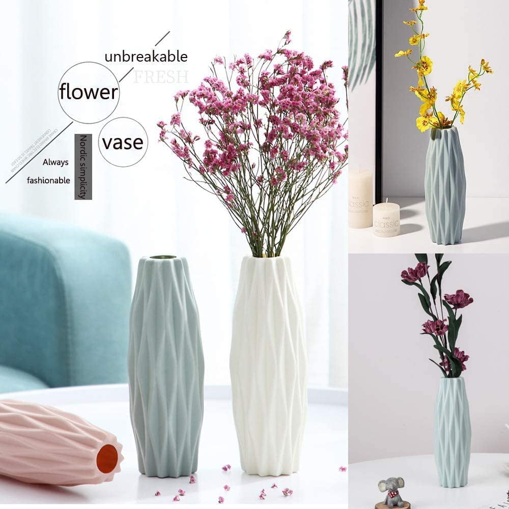 Geometric Origami Plastic Vase Imitation Ceramic Flower Pot Home Office Decor 