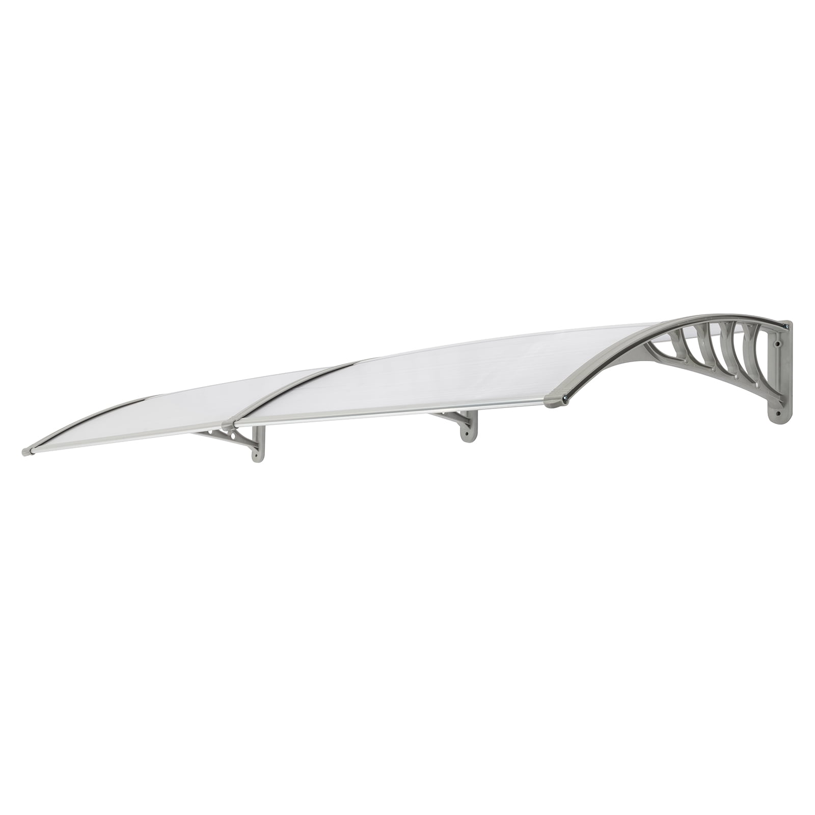 Household Door Window Rain Cover, ABS Polycarbonate Aluminum Bracket Eaves Canopy, Silver Gray Waterproof Sunshade Canopy for Home Decoration
