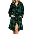 thumbnail image 7 of FDGIU Women's Plush Bathrobe with Hood & Pockets, Long Fluffy Fleece Robe for Women, Cozy Warm Hooded Sleepwear Loungewear, 7 of 7