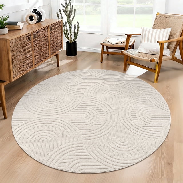 MeyJey Alfombra de Área de 6'x6' para Sala Moderna, Alfombras Lavables a Máquina para Recámara, Comedor, Decoración de Oficina, Alfombra Suave Antideslizante, camel Claro