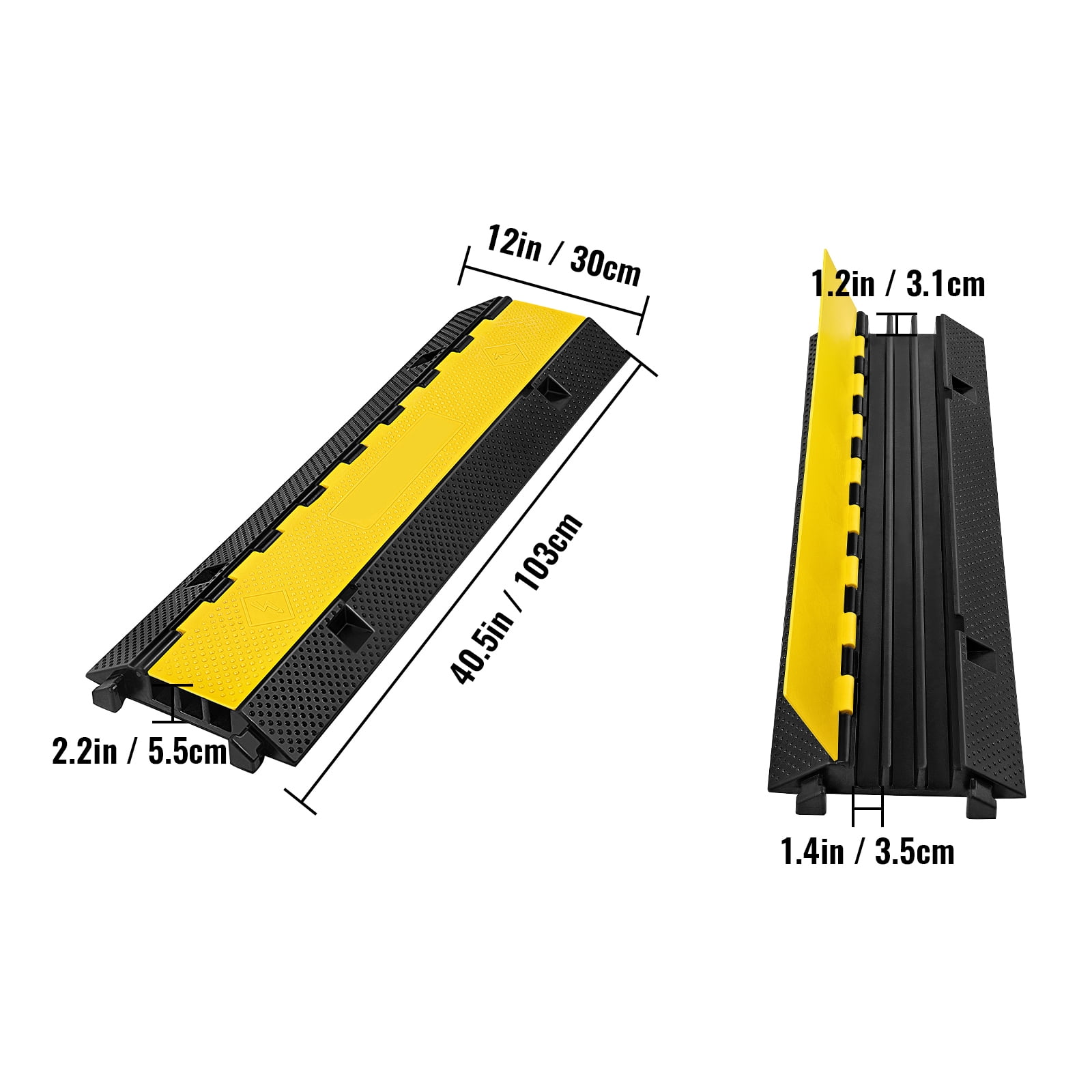 SKYSHALO 3 Channel Rubber Cable Protector Ramp 1.2 x 1.2 inch Channel Heavy Duty Cable Wire Cord Cover Ramp Speed Bump Driveway Hose Cable Ramp Protective Cover