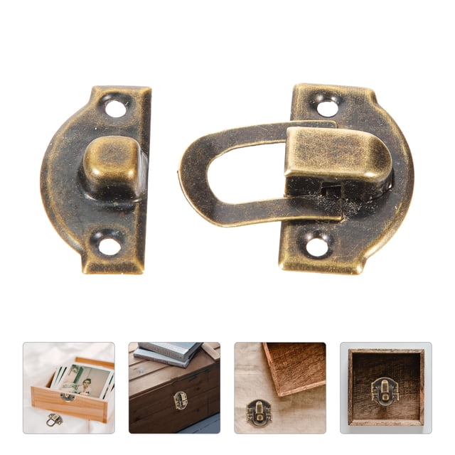 OULII 10Set Small Latch Steel Golden Vintage Style for Adults Wooden Boxes
