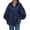 Blue, variant on Womens Solid Color Casual Shirt Long Sleeve Lapel Button Blouse Loose Top Turn Down Collar Black XXL