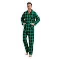 thumbnail image 6 of Apparonia Mens Pajamas Set Cotton Notched Collar Pajamas for Men Long Sleeve Mens Sleepwear with Pockets & Front Fly Christmas Green Plaid L, 6 of 7