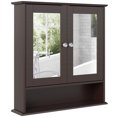 thumbnail image 1 of kleankin Medicine Cabinet, Wall-Mounted Bathroom Mirror Cabinet, Dark Brown, 1 of 10
