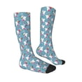 thumbnail image 3 of Vsdgher Rabbit And Rainbow Print Thigh High Socks Extra Long Stretchy Sock Women Over Knee High Opaque Stocking Daily Wear, 3 of 5