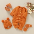 thumbnail image 7 of Newborn Baby Romper Shoes Gloves Set Knit Girl Boy Jumpsuit Boot Mitten Solid Toddler Infant Long Sleeve Clothing 4PC Fall 0-18M, 7 of 7