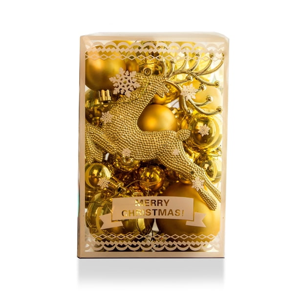 Paquete de 30 bolas de árbol de Navidad, colgantes navideños, 1,2 / 1,6 / 2,3 pulgadas, manualidades, plástico, chimenea, bricolaje, ventana, puerta, suministros, oro Inevent HA009414-04B