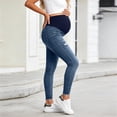 thumbnail image 4 of BRGZLK Maternity Jeans Pants Summer Trendy High Waist Belly Support Slim Stretch Pregnancy Casual Fitted Slimming Distressed Denim Pants Dark Blue L, 4 of 7