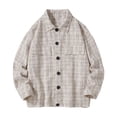 thumbnail image 1 of RXIRUCGD Men's Solid Color Design Button Pocket Long Sleeved Hooded Casual Jacket, Beige, Size: 5XL, 1 of 3