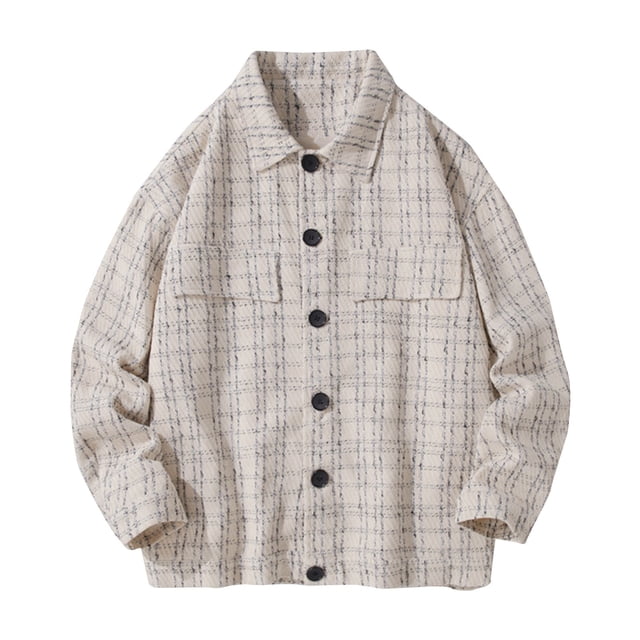 RXIRUCGD Men's Solid Color Design Button Pocket Long Sleeved Hooded Casual Jacket, Beige, Size: 5XL