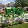 thumbnail image 5 of 12in Old Tractor Green Spinner, Garden Wind Spinner, Green Tractor Windmill Stake with Rotating Wheels for Patio Yard Garden, Unique Outdoor Sculptures Ornament Gift for Friends Family, 5 of 5