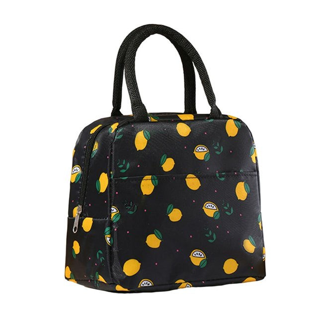 Insulated Lunch Bag Waterproof Heat Retention Double Handles Cartoon Print Bento Container School Food Storage