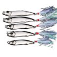 thumbnail image 1 of 5pcs Sequin Fishing Baits Reusable Efficient Sharp Hook Fake Bait With Treble Hooks Feather For Squid Bass, 1 of 9