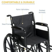 Drive Medical Silver Sport 1 Wheelchair with Full Arms and Swing away Removable Footrest