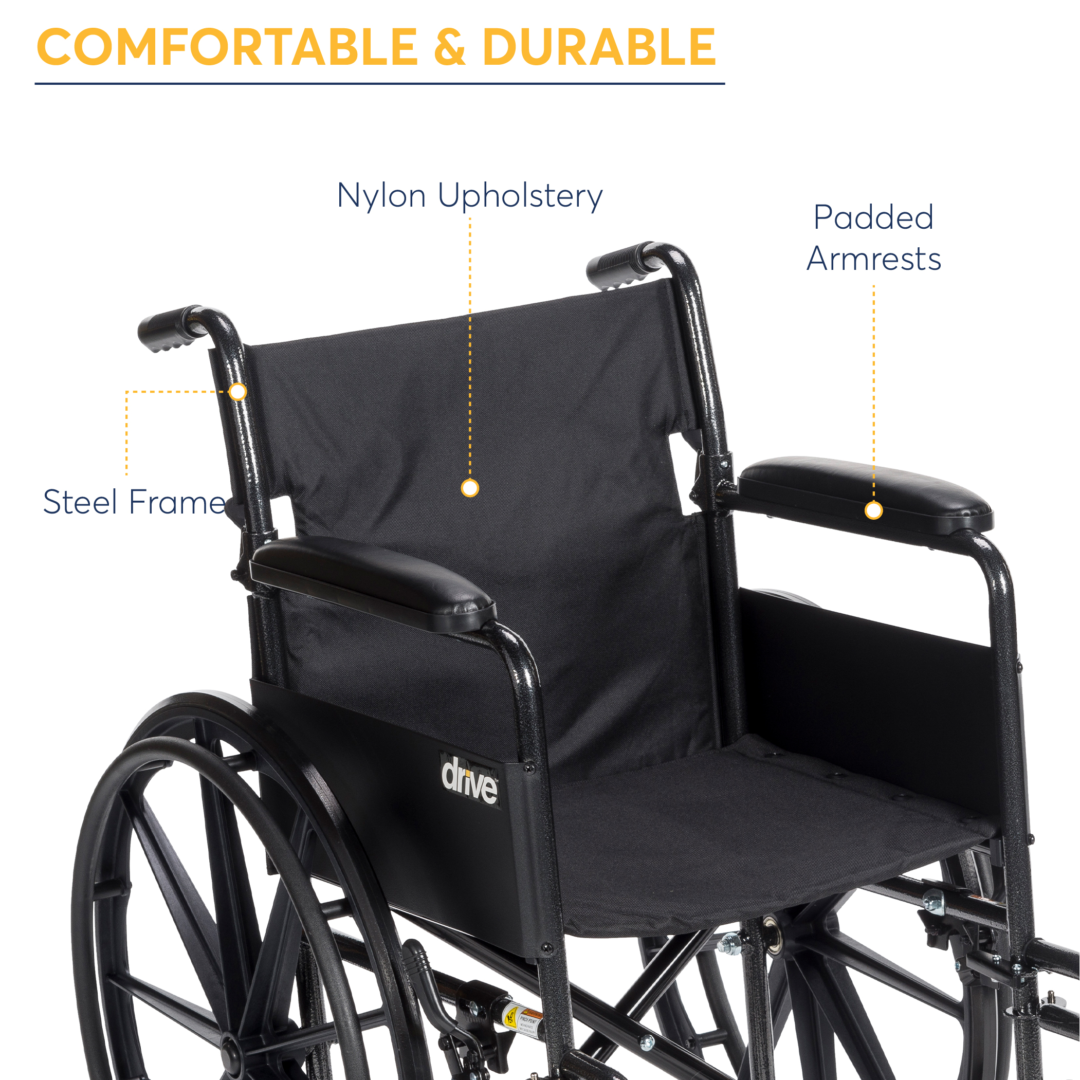 Drive Medical Silver Sport 1 Wheelchair with Full Arms and Swing away Removable Footrest - image 4 of 6