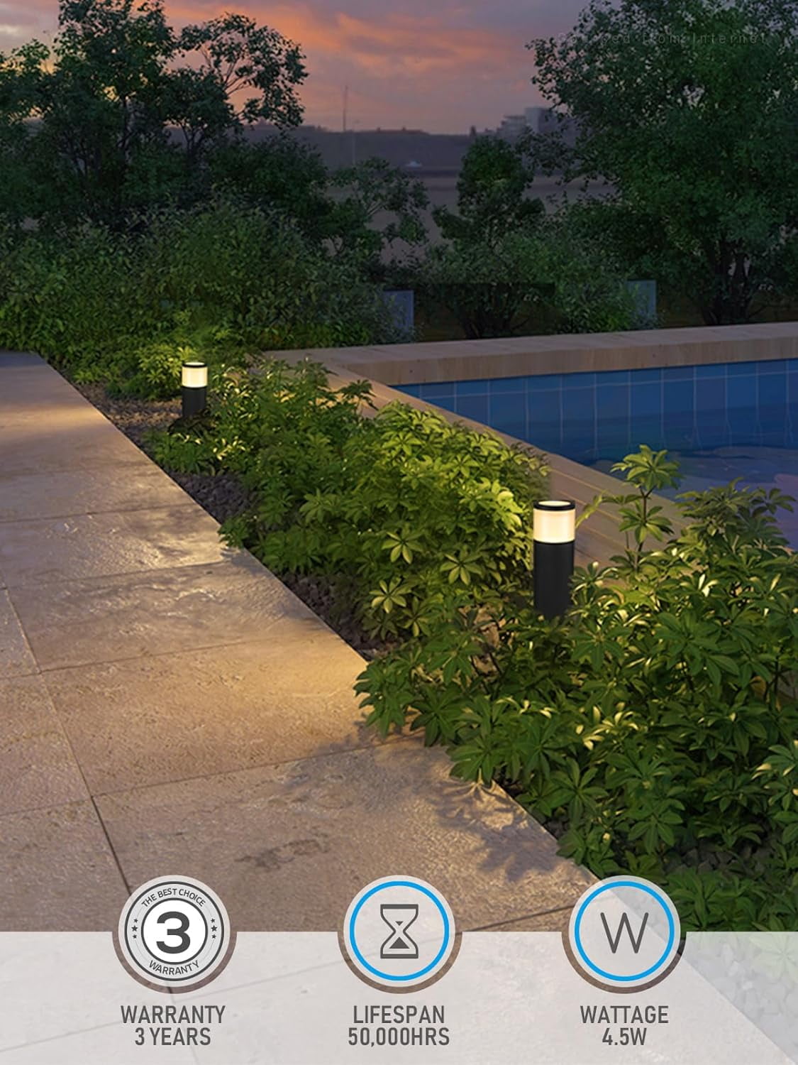24 Pack LED Garden Lights, 12-24V AC/DC Low Voltage Wired Landscape Path Lighting, RGBW