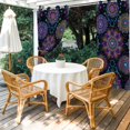 thumbnail image 2 of 1 Panel Outdoor Curtains for Patio Waterproof 54"x108" Boho Floral Weatherproof Privacy Outsides Curtains, Abstract Bohemia Flower Plant Black Grommet Thermal Drapes for Cabana Porch Pergola, 2 of 8